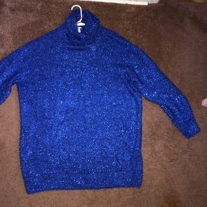 H&M blue sparkle turtleneck sweater